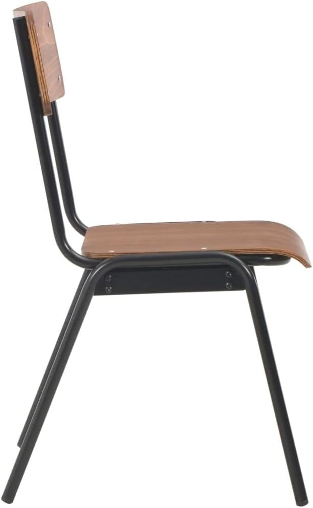 Set of 2 Modern Stackable Dining Chairs Plywood & Steel Brown