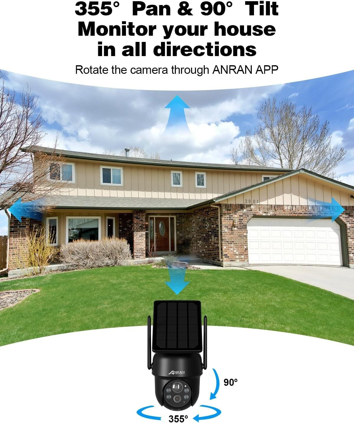 3K 5MP Solar Security Camera Wireless Outdoor 360° PTZ Color Night