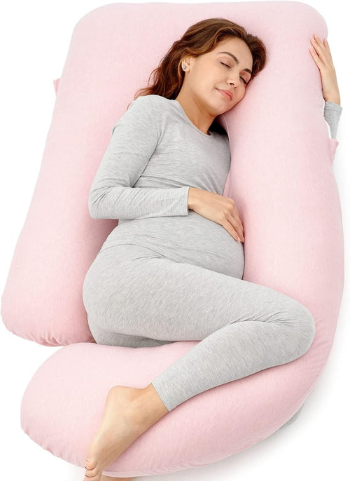U Shaped Pregnancy Pillow 57" Full Body Maternity Support Side Sleeper Pink
