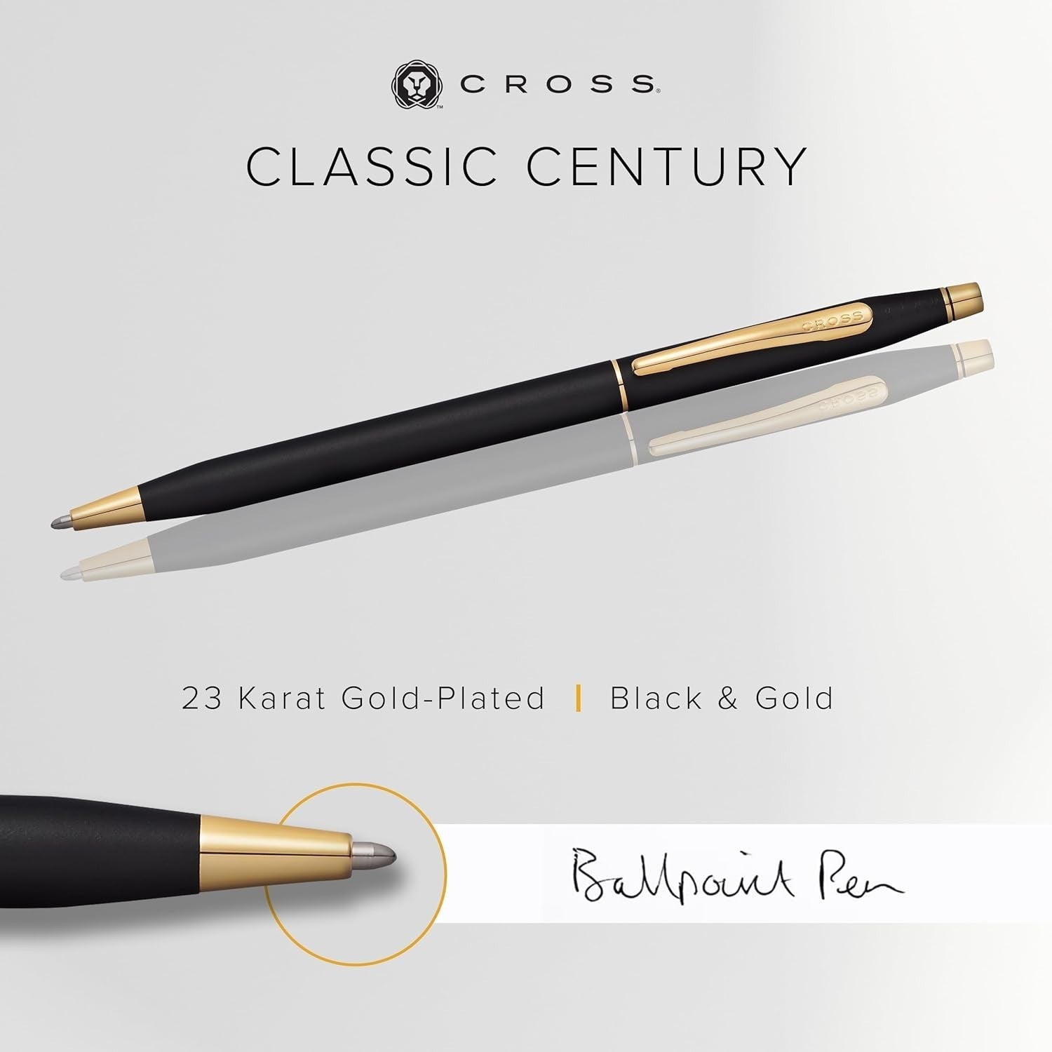 Luxury Classic Black Ballpoint Pen – Medium Point, Gold-Plated, Gift Box