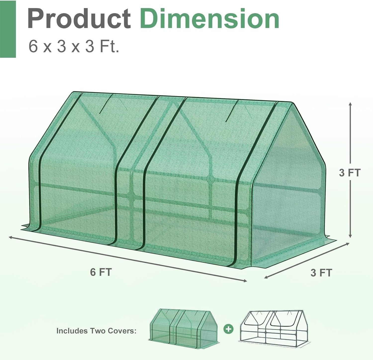 Extra Large Garden Greenhouse 2 Covers Waterproof UV Protection Cold Frame