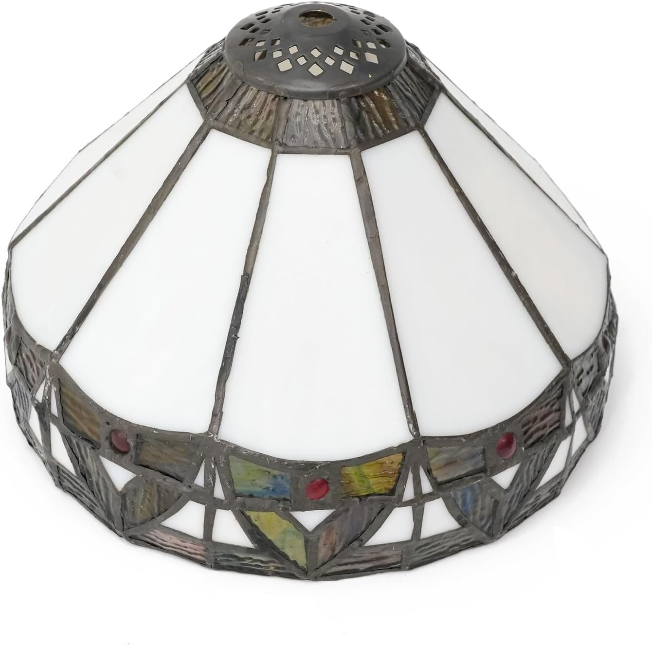 Tiffany Style Stained Glass Lampshade 8" Vintage Roman Ceiling Pendant