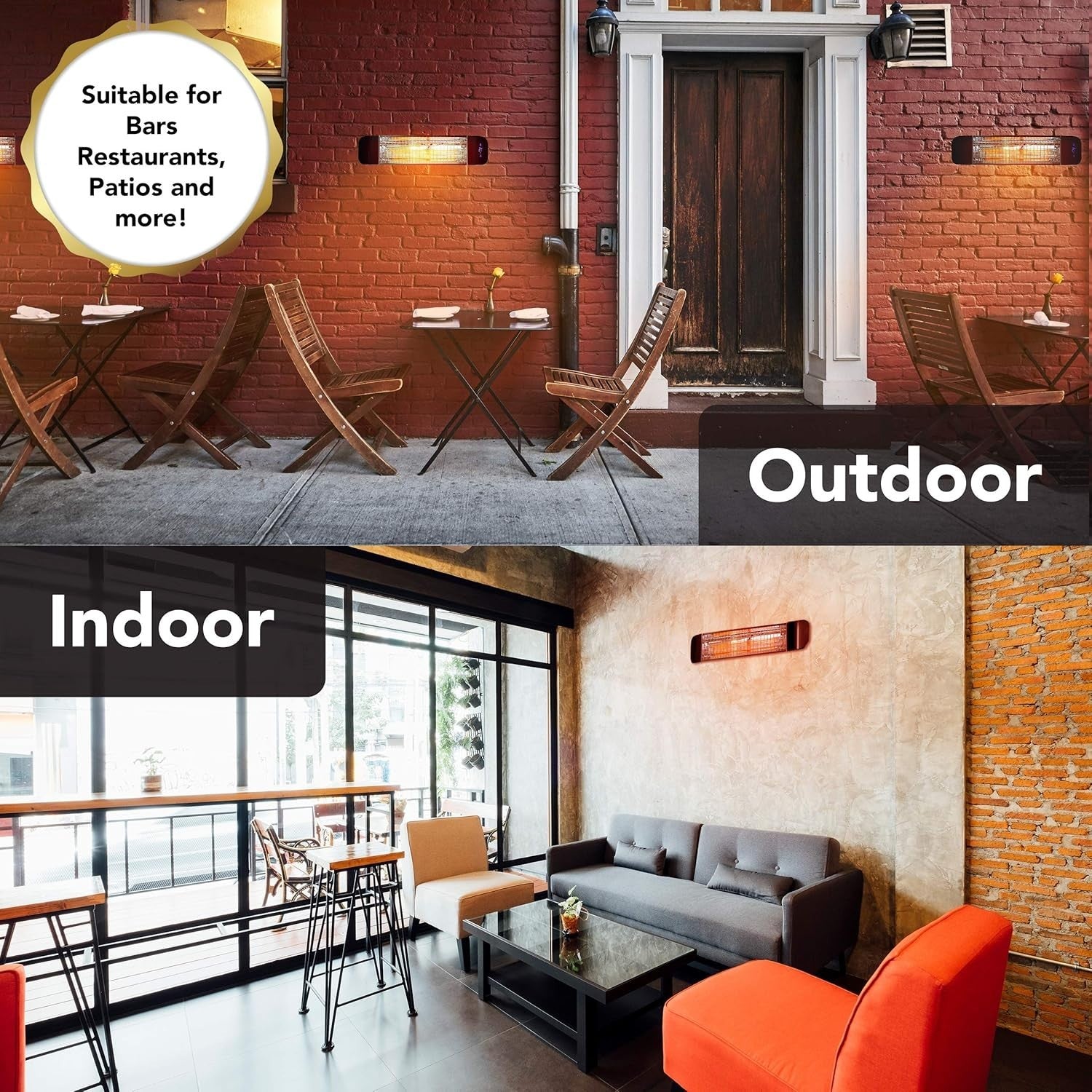 Smart Infrared Patio Heater 2000W Wall Mounted IP65 WiFi Timer Remote