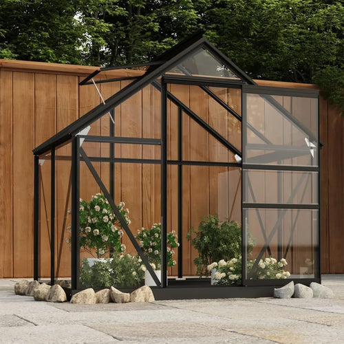 Luxury Walk-In Glass Greenhouse Anthracite Aluminium Frame 155x103x191cm