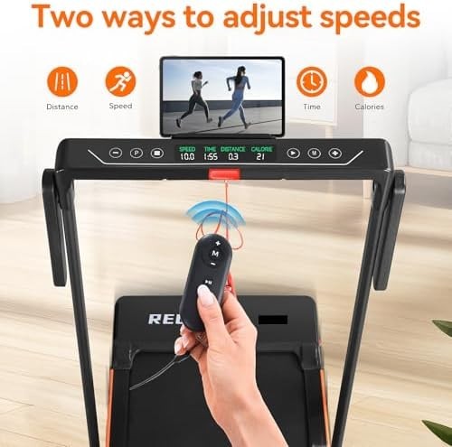 RELEX Foldable Walking Pad Treadmill 1-12 km/h Incline LED Compact