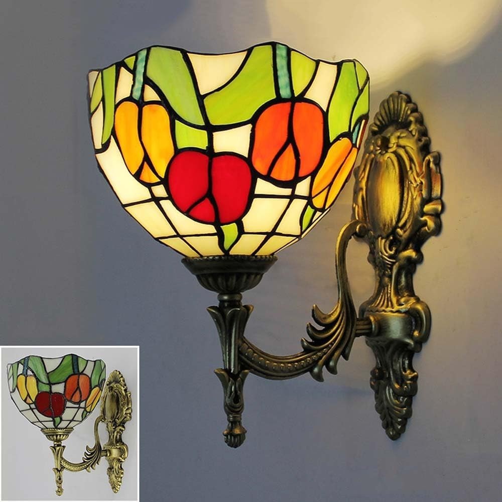 Tiffany Style Wall Light Vintage Stained Glass Sconce Lamp 28cm Hallway