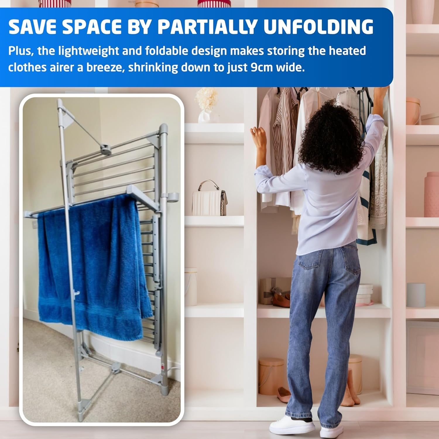 3 Tier Heated Clothes Airer with Cover XL Electric Indoor Drying Rack 300W