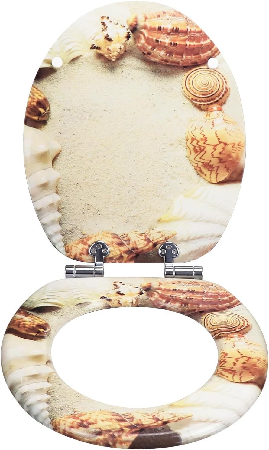 Soft Close Wooden Toilet Seat MDF Durable Adjustable Hinges 43.5x37.5cm