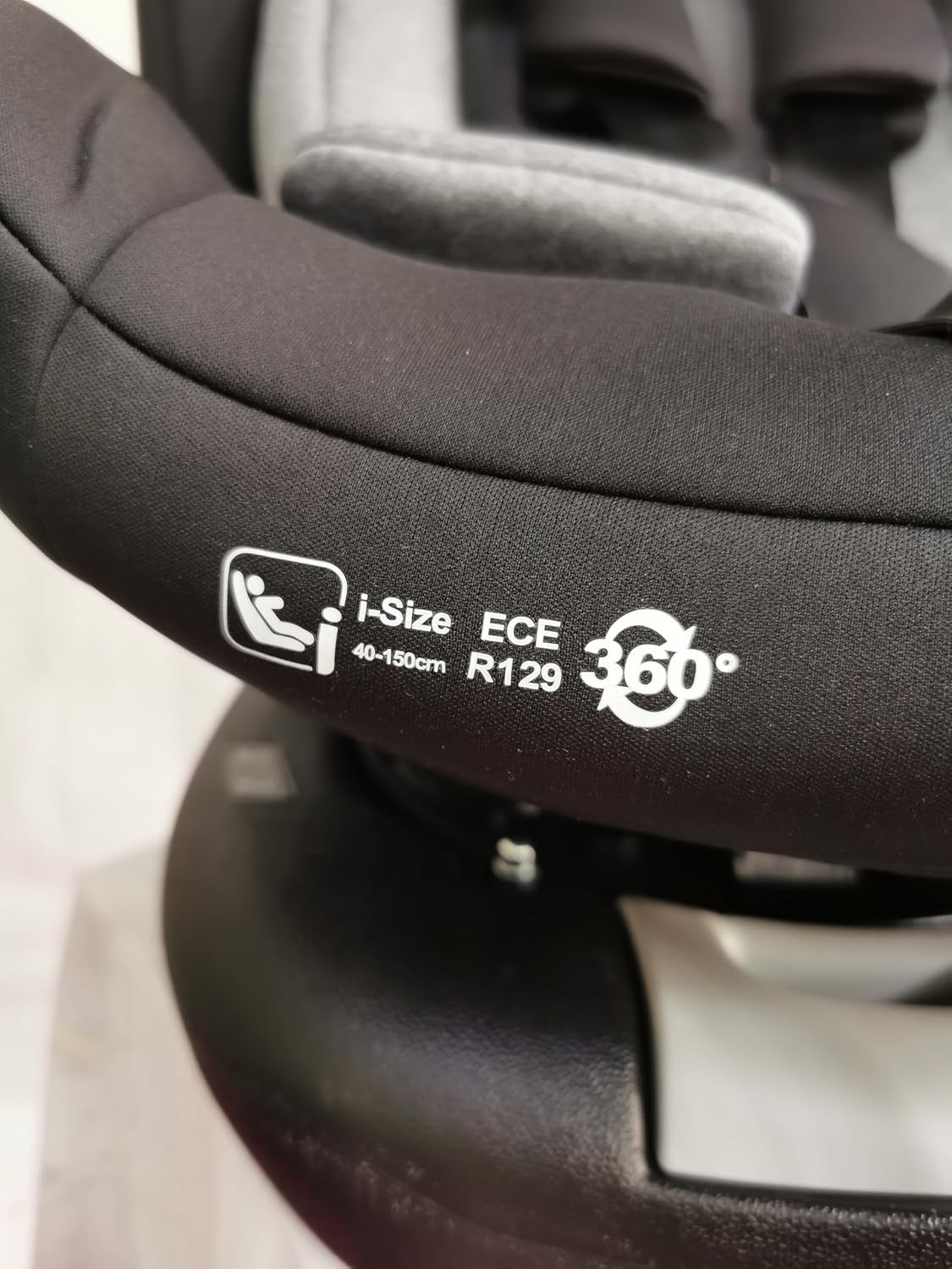 360° Rotating i-Size Car Seat ISOFIX R129 0–36kg Birth to 12 Years Black Grey