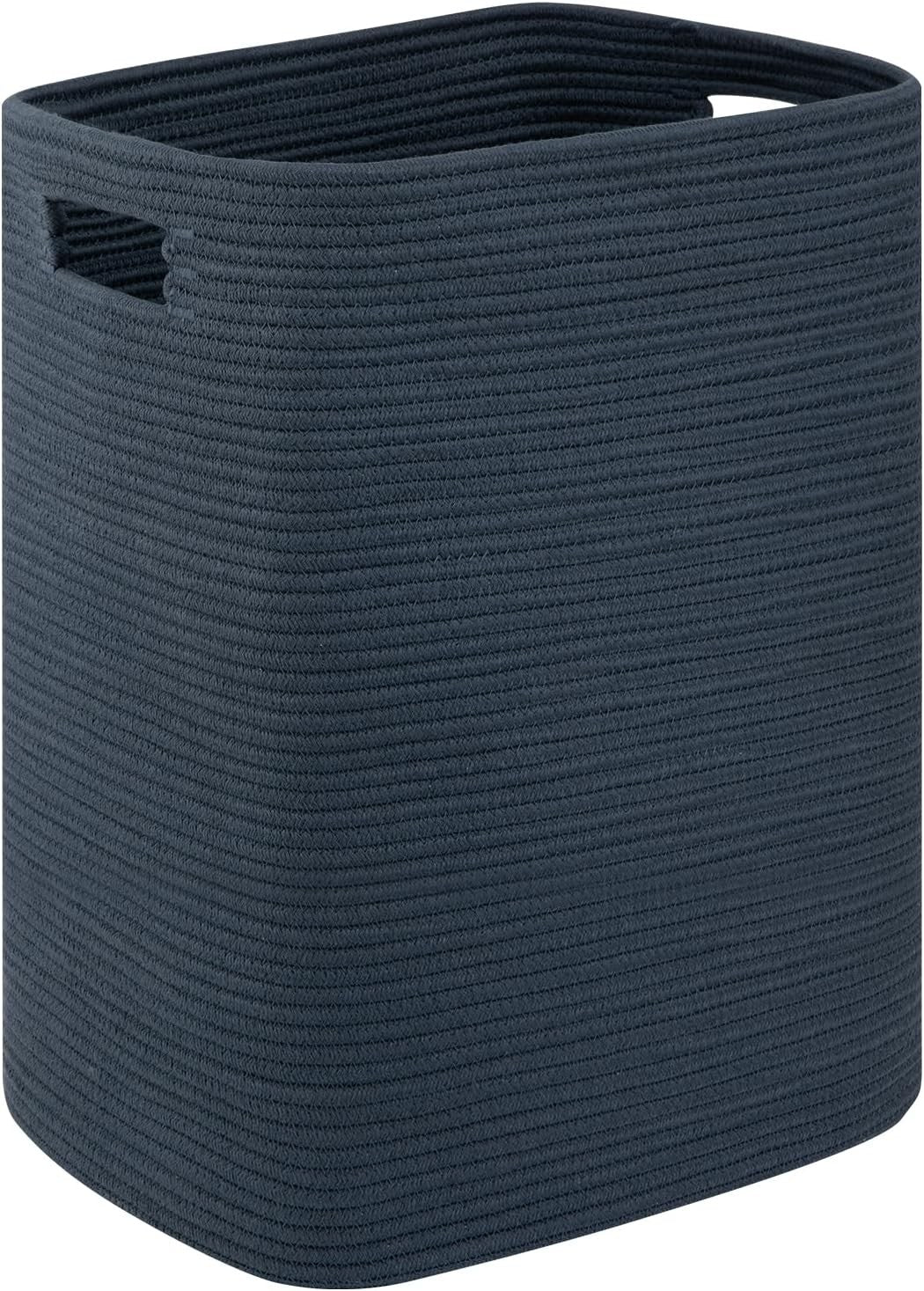 Large Woven Laundry Basket with Handles 16x13x22in Cotton Storage Hamper Blue