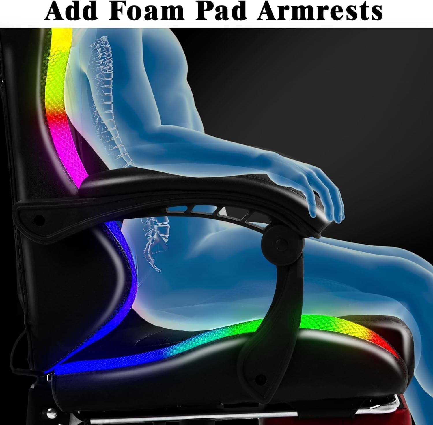 RGB LED Gaming Chair Reclining Racing Office Chair w/ Footrest