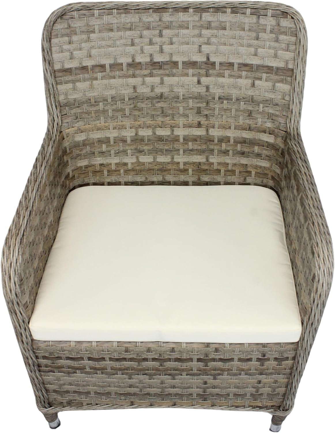 Set of 2 Brown Rattan Tub Armchairs With Cushions Outdoor Garden Patio Seats