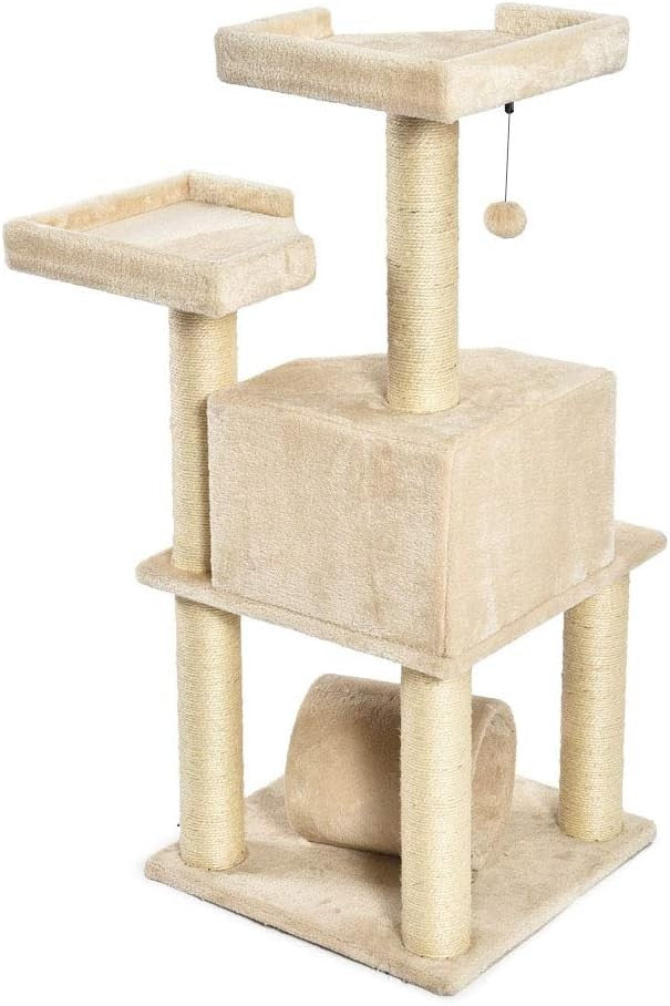 Large Cat Tree Tower with Tunnel Scratching Post 114cm Multi-Level Condo