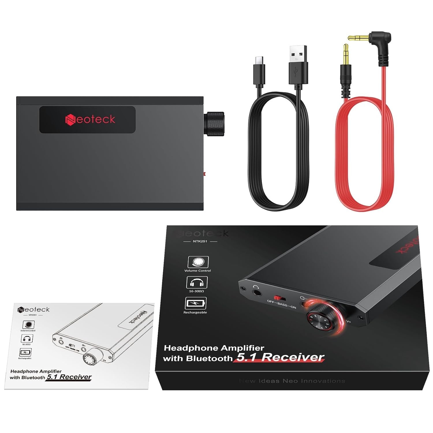 Portable Headphone Amplifier Bluetooth 5.1 Bass Boost 16-300Ω