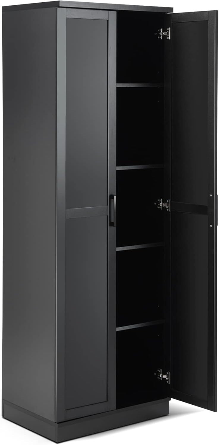 Tall Storage Cabinet w/ Adjustable Shelves, 2 Doors, Freestanding Cupboard