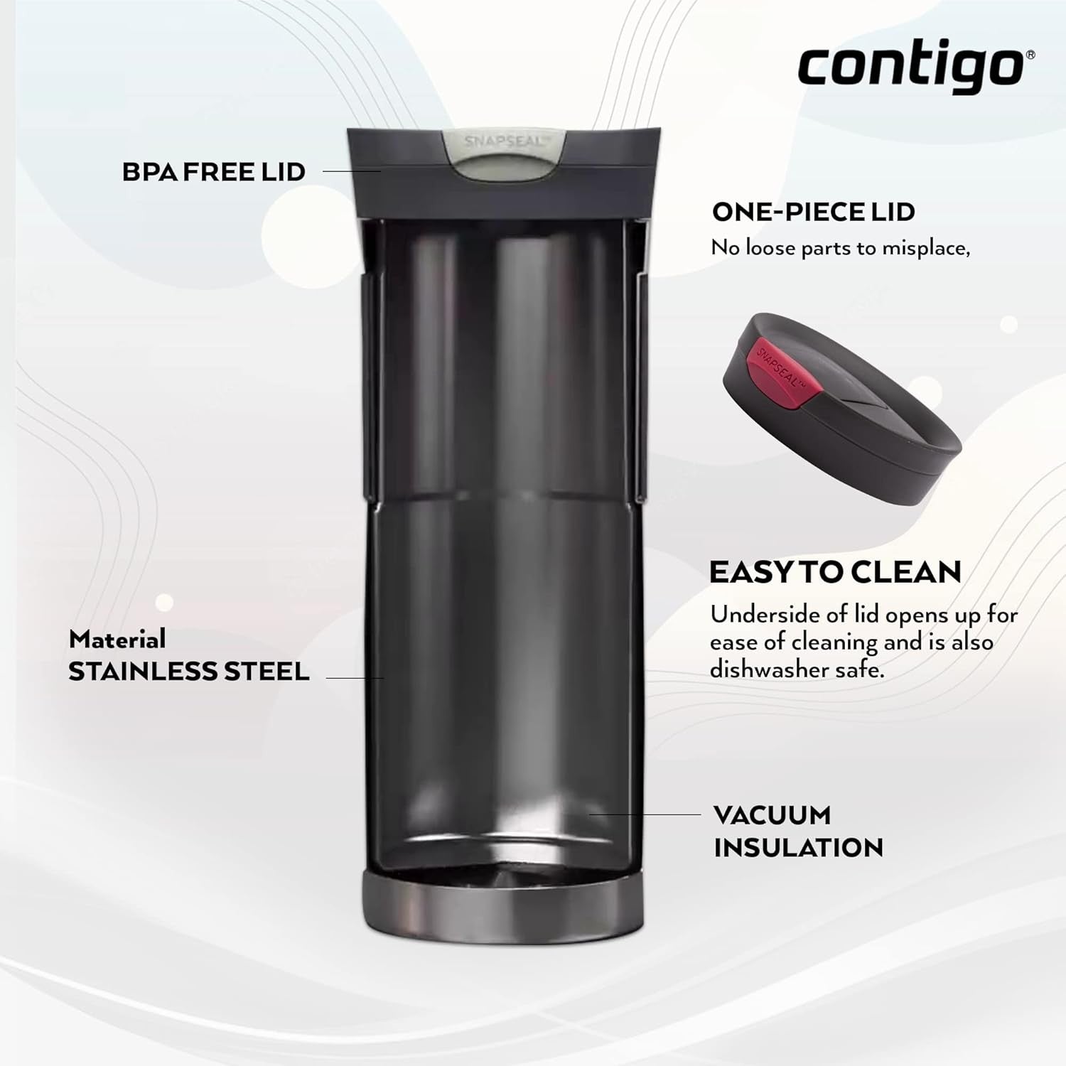 Insulated Travel Mug 470ml Vivid Pink Leakproof Thermal Cup