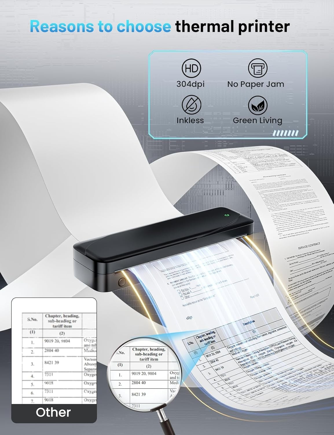 A4 Bluetooth Thermal Printer Portable Inkless Black