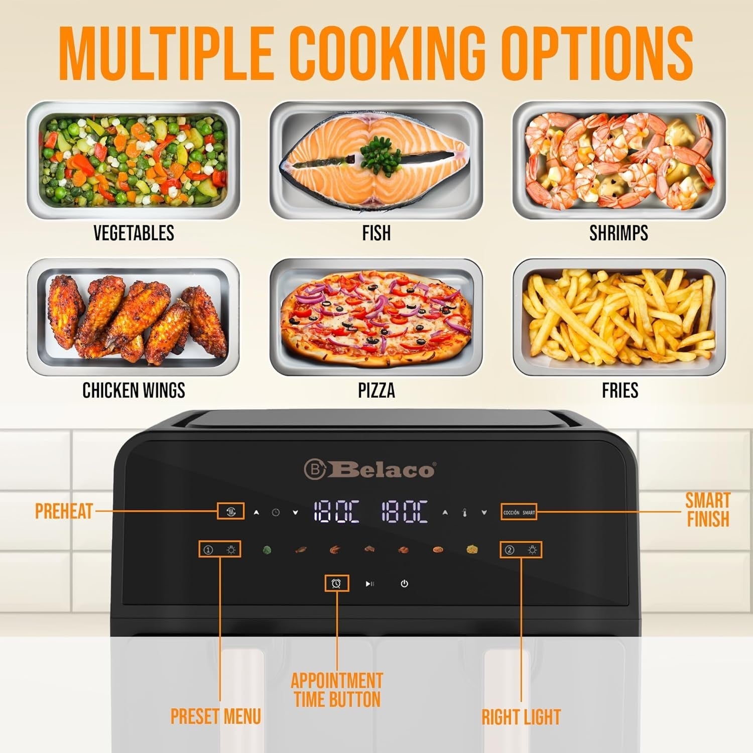 9L Dual Zone Digital Air Fryer | Rapid Air Circulation | 2×4.5L | Smart Finish