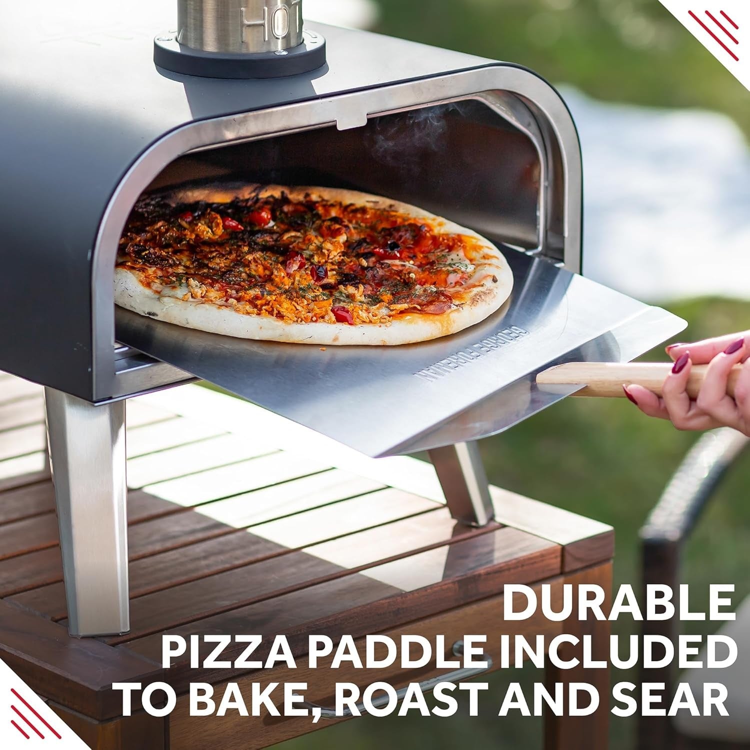 16" Outdoor Wood Fired Pizza Oven Black Stainless Steel BBQ Smoker Grill