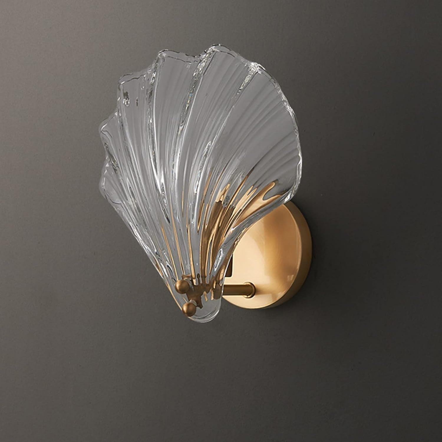 Modern Shell Glass Wall Sconce Light, Elegant LED Lamp for Bedroom Bath