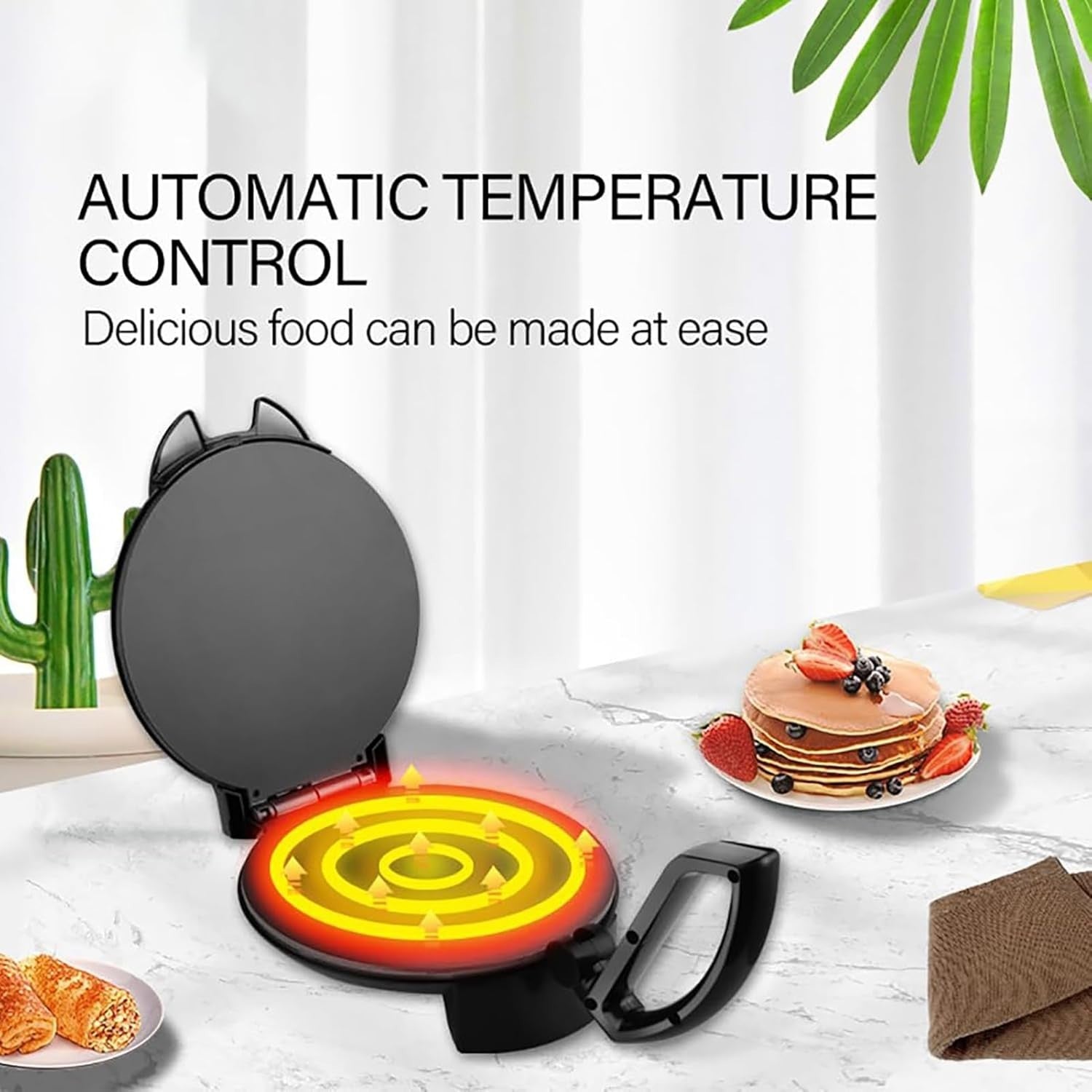 Electric Pancake & Crepe Maker 10" Non-Stick Fluffy Tortilla Machine