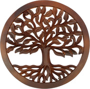 Wooden Tree of Life Wall Hanging Home Decor Brown Sculpture