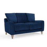 Navy Velvet 2 Seater Sofa with Scatter Back Cushions & Deep Foam Seat
