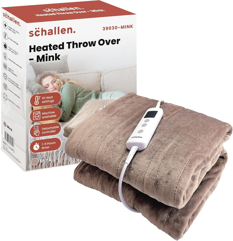 Mink Beige Electric Heated Throw Blanket 120x160cm Soft Fleece Timer