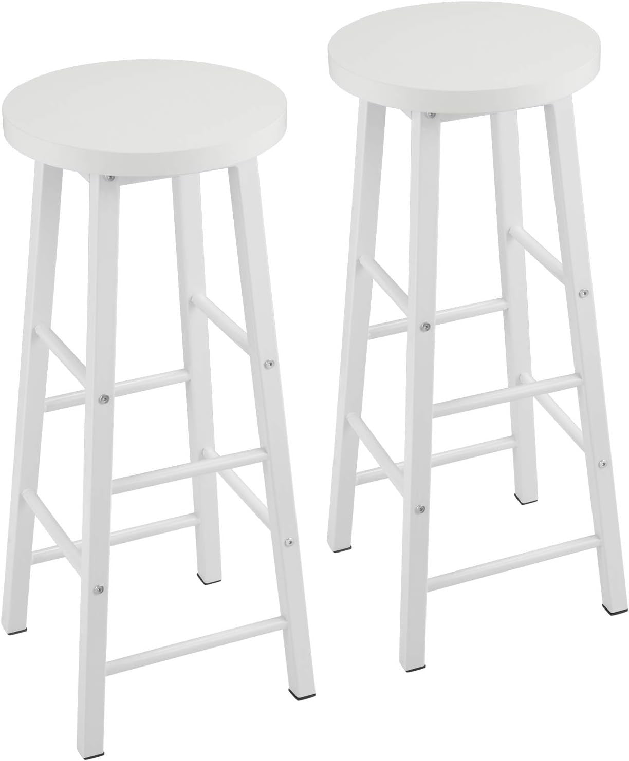 White Bar Table Set with 2 Stools, Space Saving Breakfast Counter with Footrest