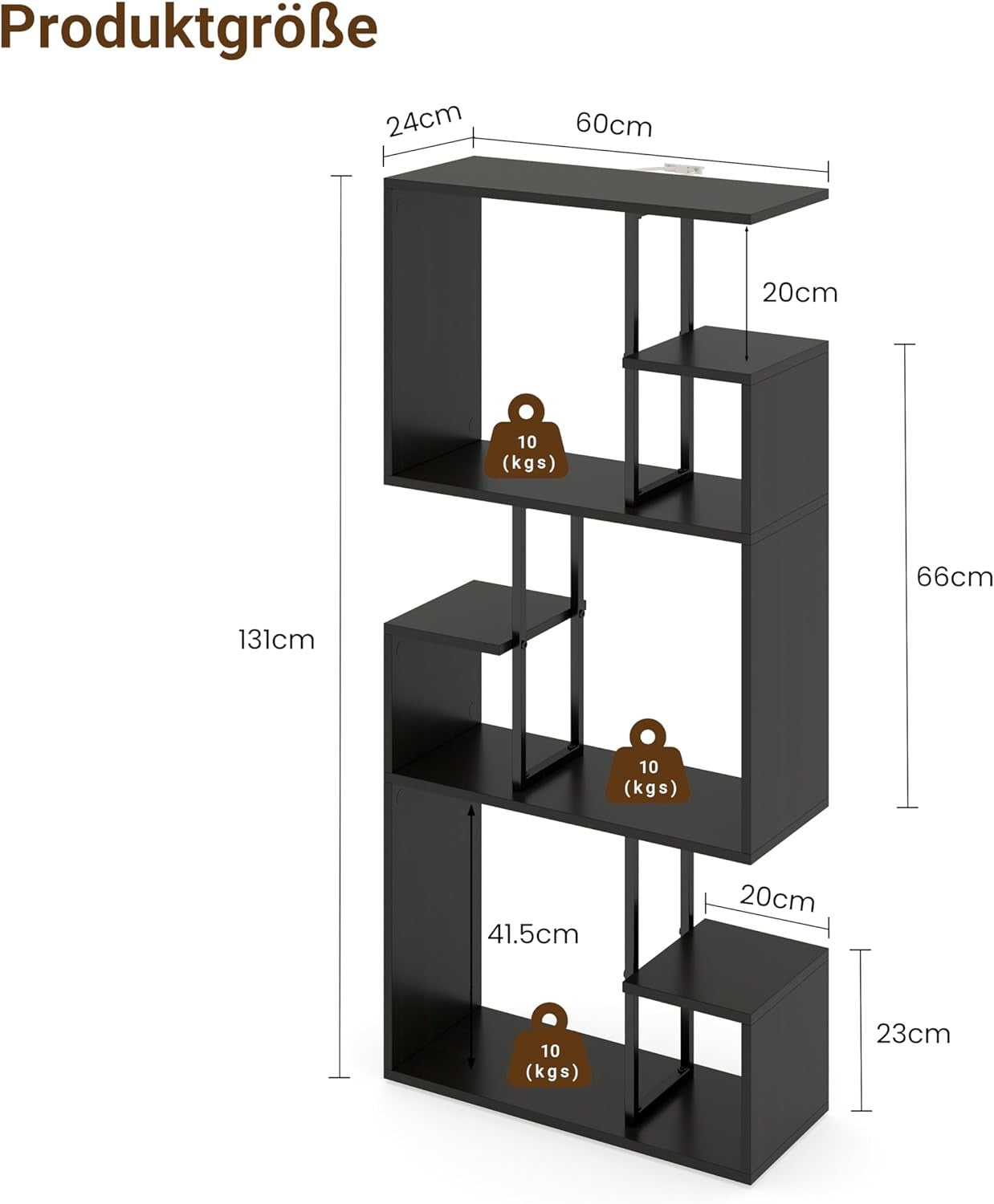 Modern 3-Tier Slim Bookcase Room Divider, Asymmetric Display Storage Unit