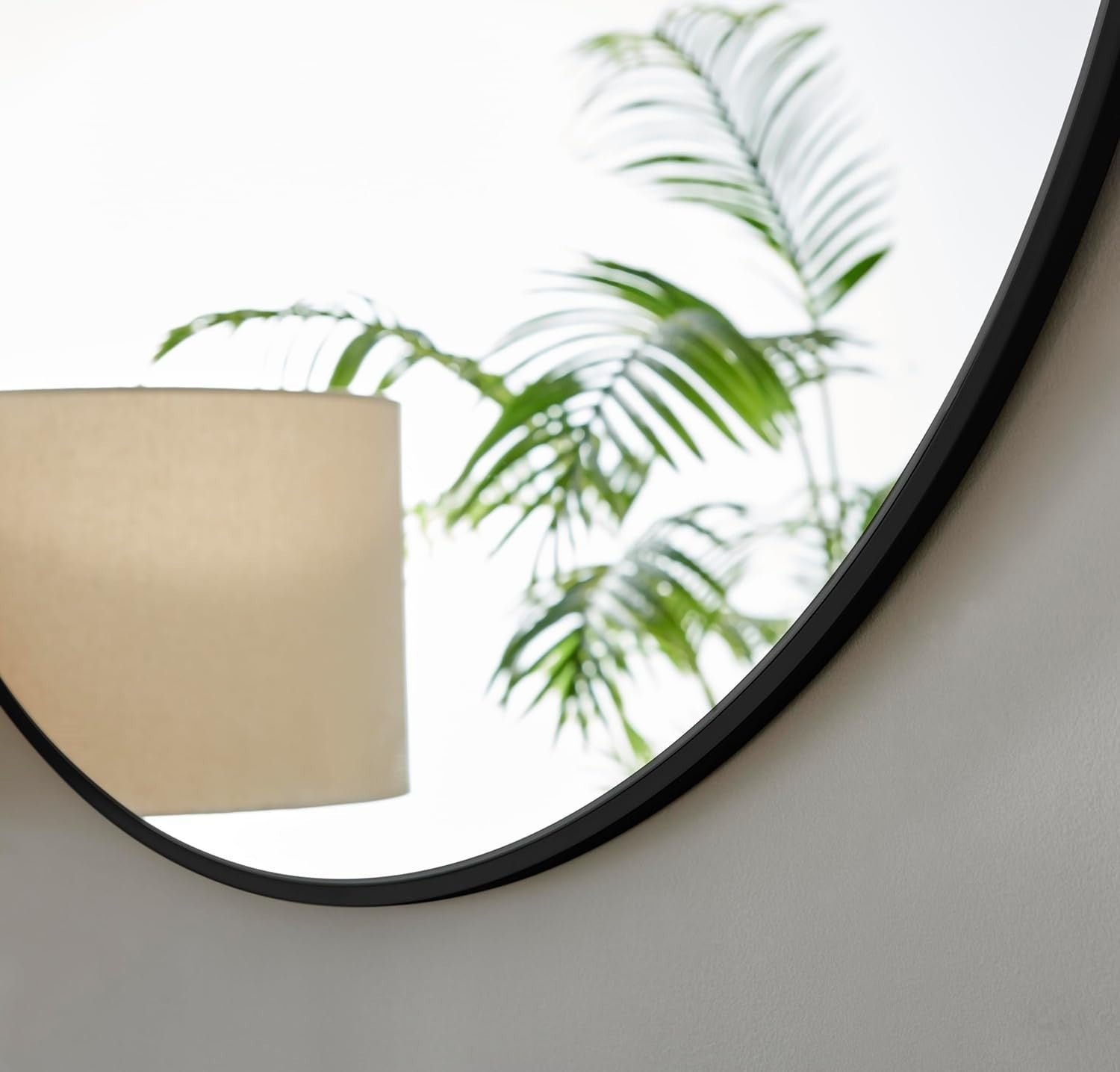 Large 100cm Round Wall Mirror Black Metal Frame Modern Hallway Decor