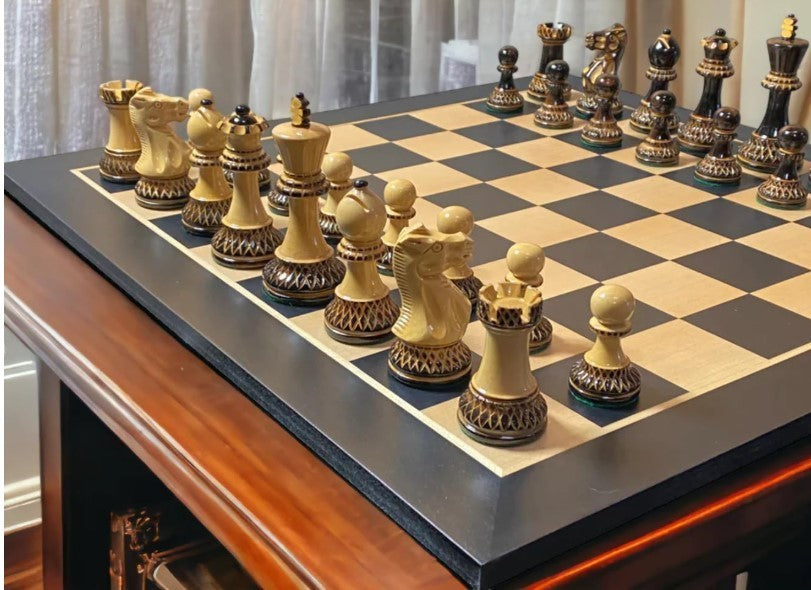 Luxury Wooden Chess Set – Artistic Weighted Pieces & Elegant Anegre Board