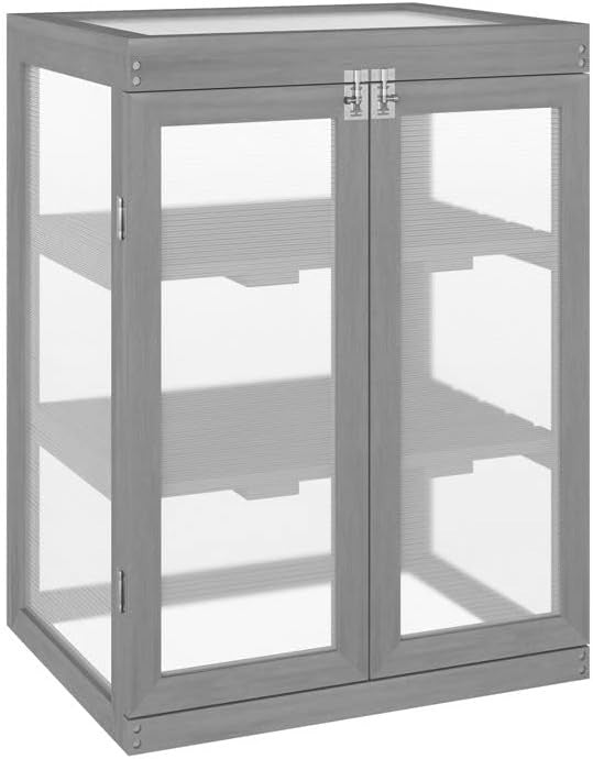 Outdoor Wooden Cold Frame Greenhouse 2 Shelves 4.8Ft x 3.6Ft Weatherproof