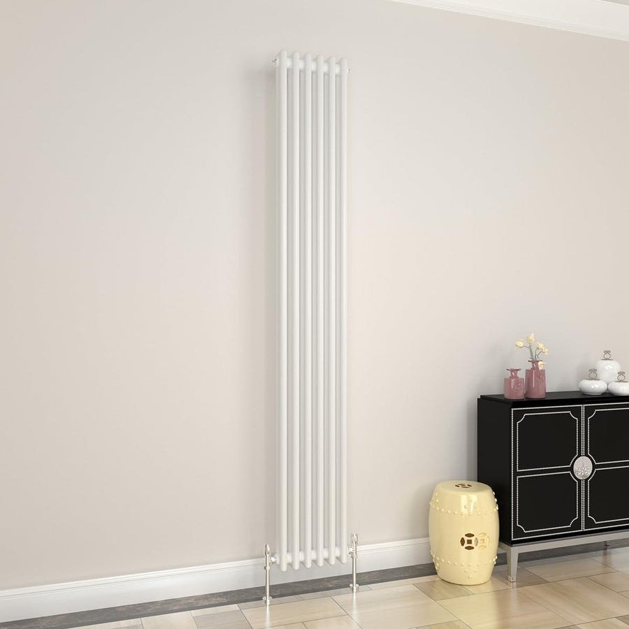 White 2 Column Vertical Radiator 1800x290mm Modern Cast Iron