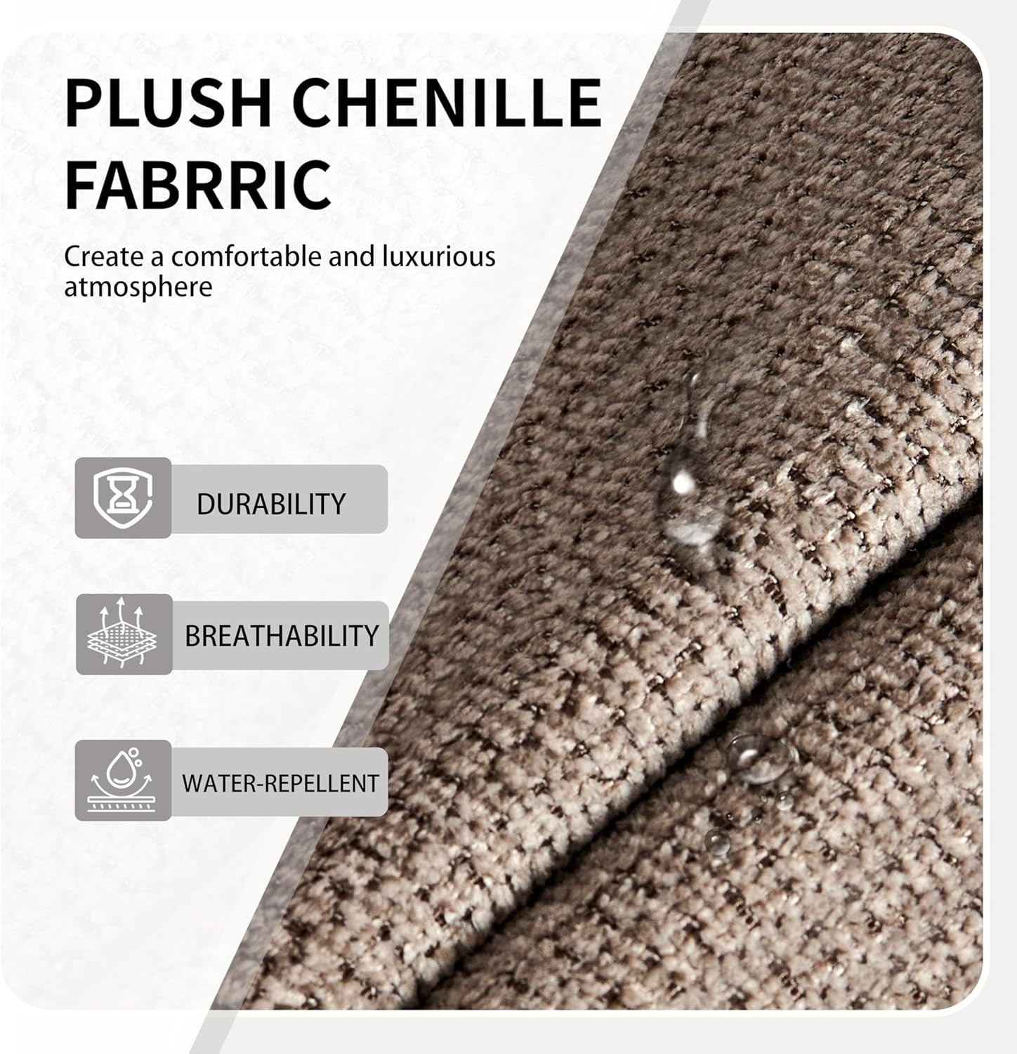 Modern Plush Chenille Armchair Dining Chair Soft Padded Seat Metal Legs