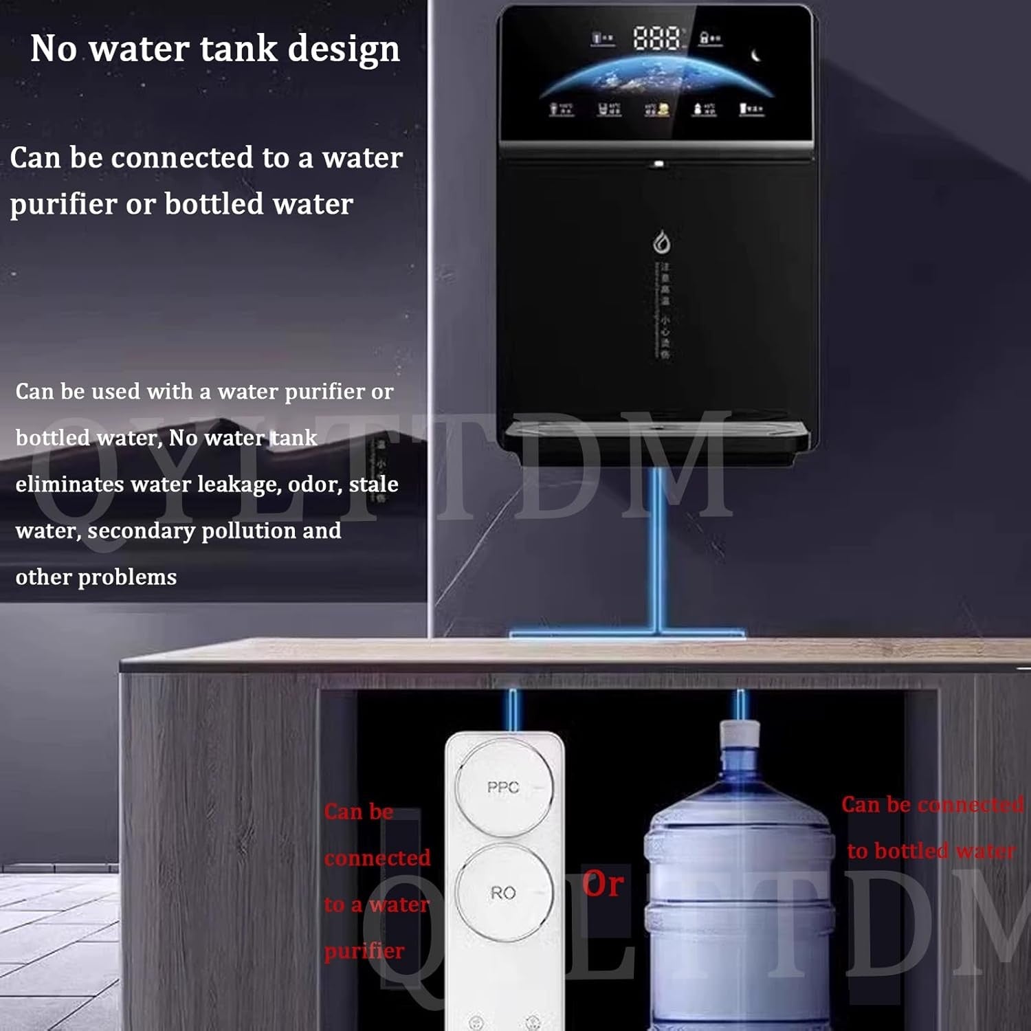 Hot Cold Water Dispenser Wall Mounted Child Lock Touch Screen Commercial