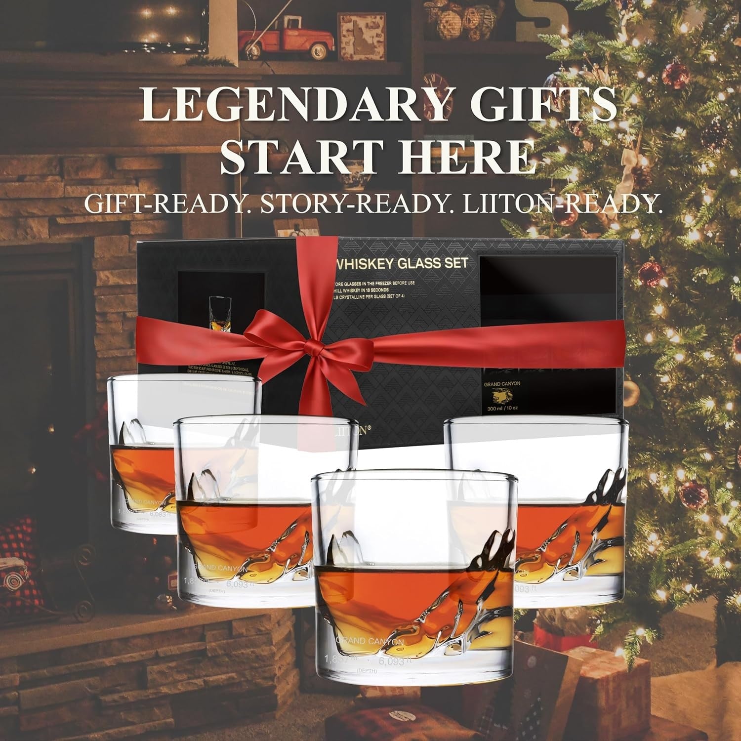Canyon Whiskey Glasses Set of 4 – Heavy 300ml Freeze-Chill Crystal Tumblers