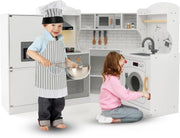 Kids Corner Play Kitchen Wooden Toy Set Light Sound Ice Dispenser White