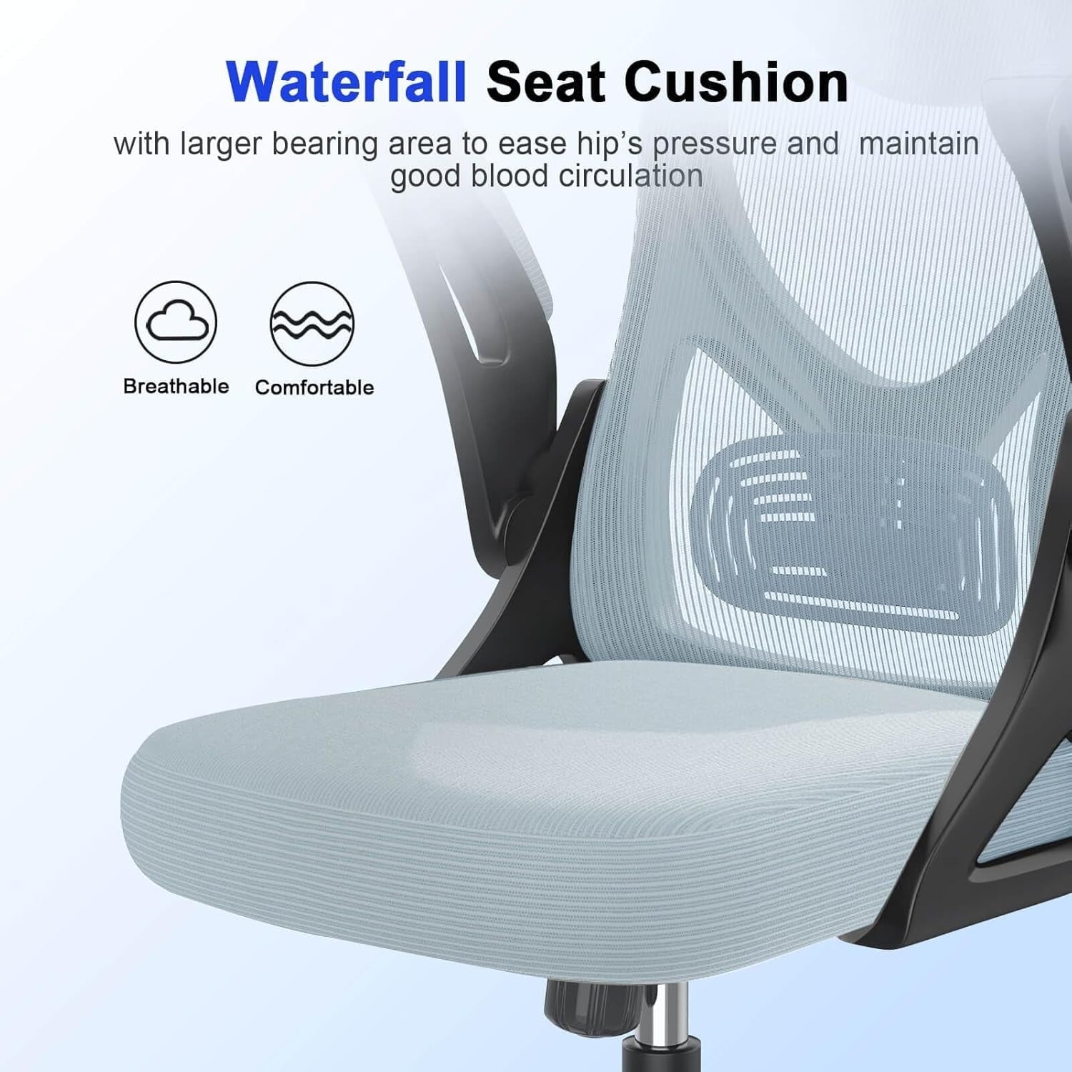 Ergonomic Office Chair High Back Mesh Flip-up Armrests Adjustable Lumbar Support