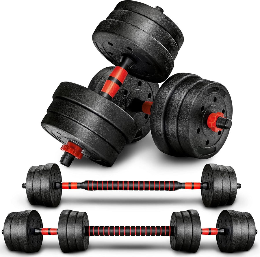20kg Adjustable Dumbbell Barbell Set 2-in-1 Spinlock Home Gym Weights