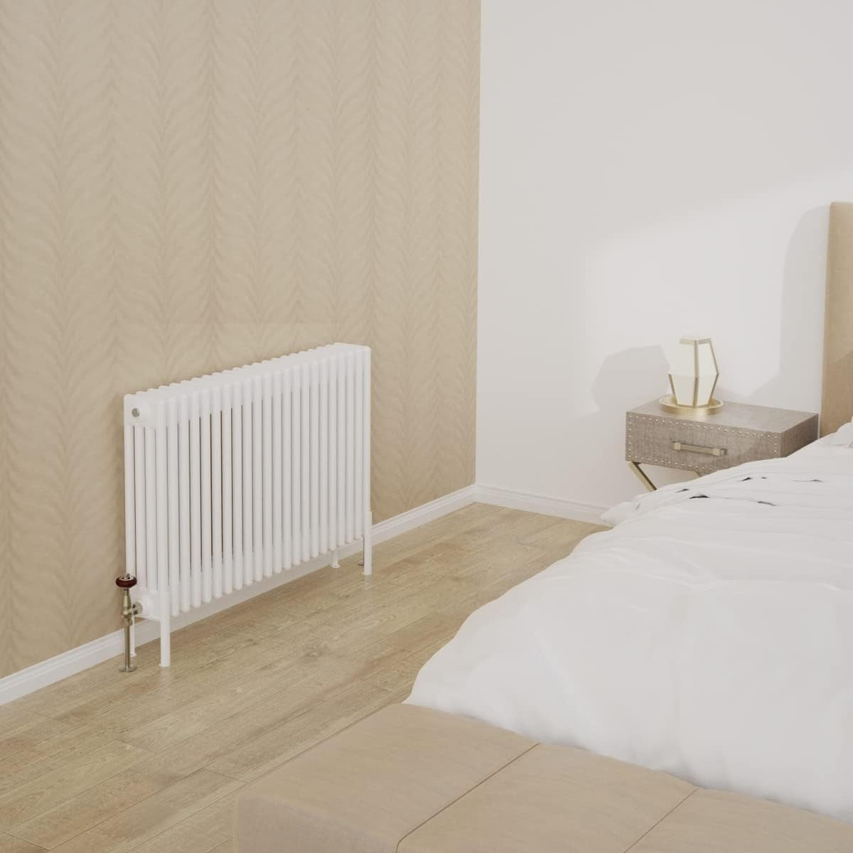 4 Column Horizontal Radiator 600x1010mm White Cast Iron Style