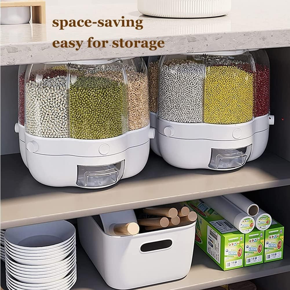 6 Grid 360° Rotating Rice Dispenser Airtight 6.5KG