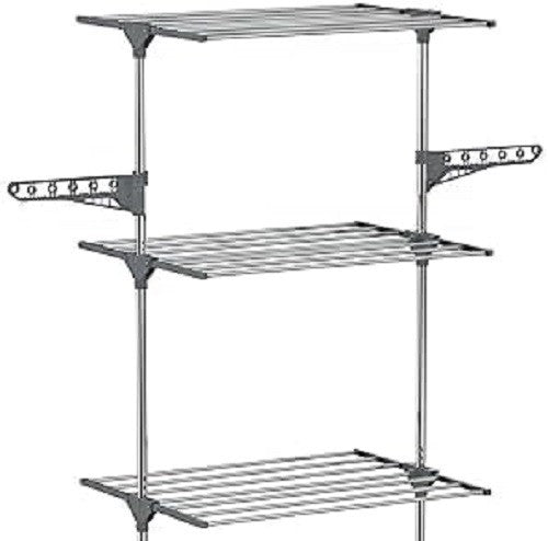 4 Tier Clothes Airer Stainless Steel Folding Laundry Drying Rack with Shoe