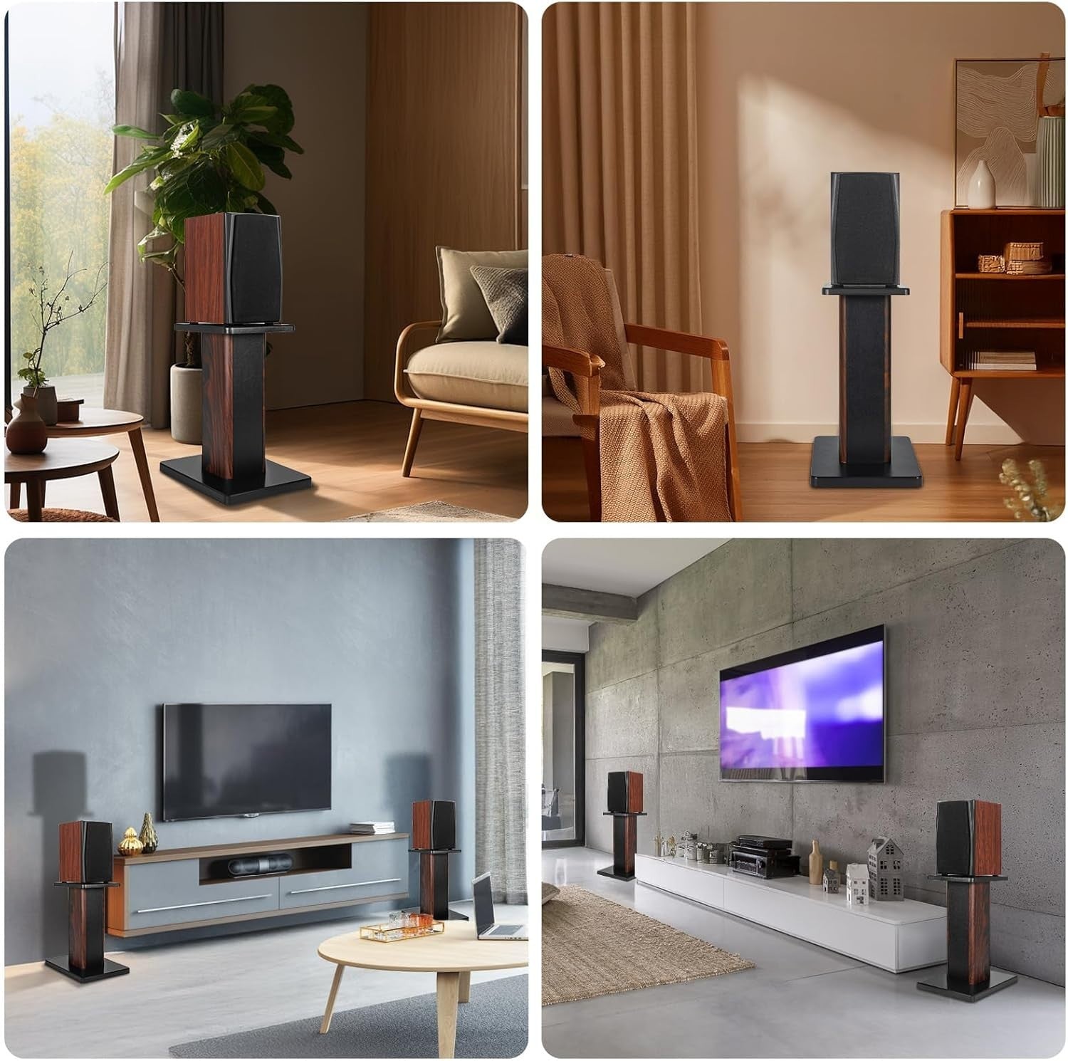 40cm Wood Speaker Stands HiFi Floor MDF Heavy Duty Pair Sand Fill