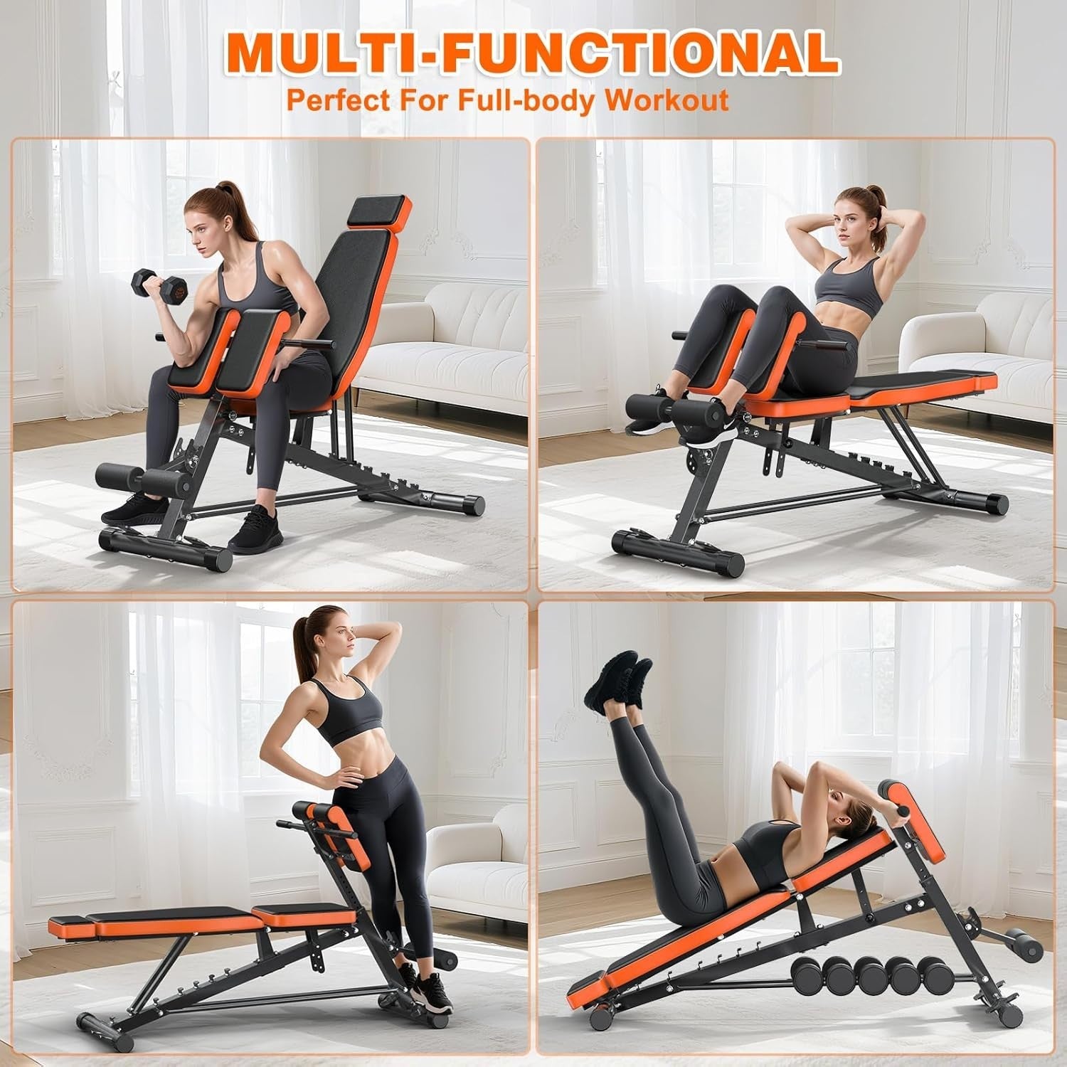 All-In-One Roman Chair Weight Bench 1000lb Adjustable Home Gym