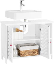 White Under Sink Bathroom Cabinet 2 Door Storage Cupboard with Adjustable Shelf