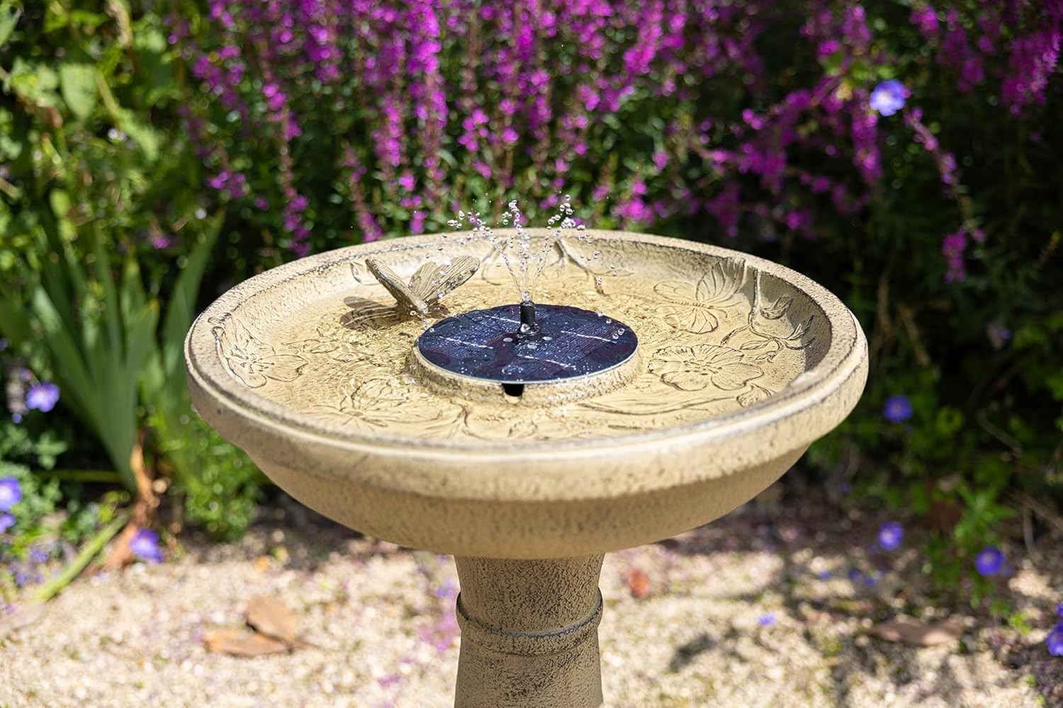 Solar Bird Bath Water Fountain 84cm | LED Light Garden Feature Feeder