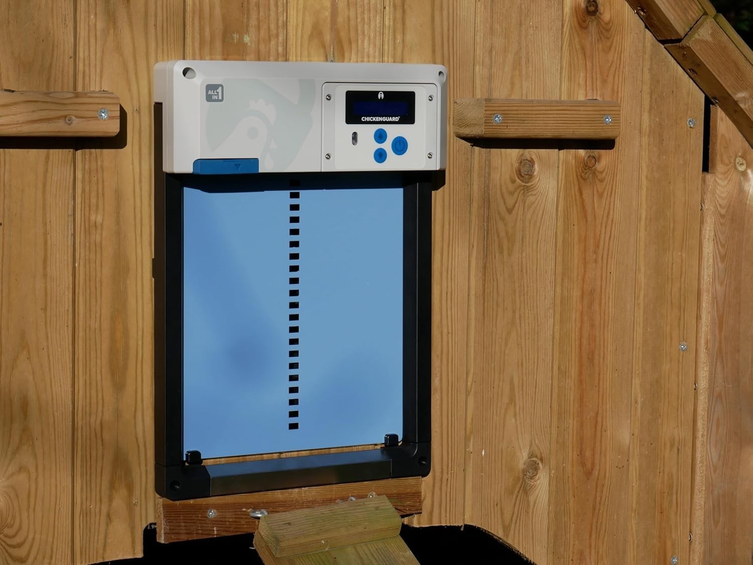 Automatic Chicken Coop Door Opener Blue Battery Powered Timer Light Sensor