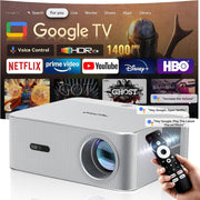 Google TV 1080P Projector 1400 ANSI WiFi 6 Auto Focus HDR 4K