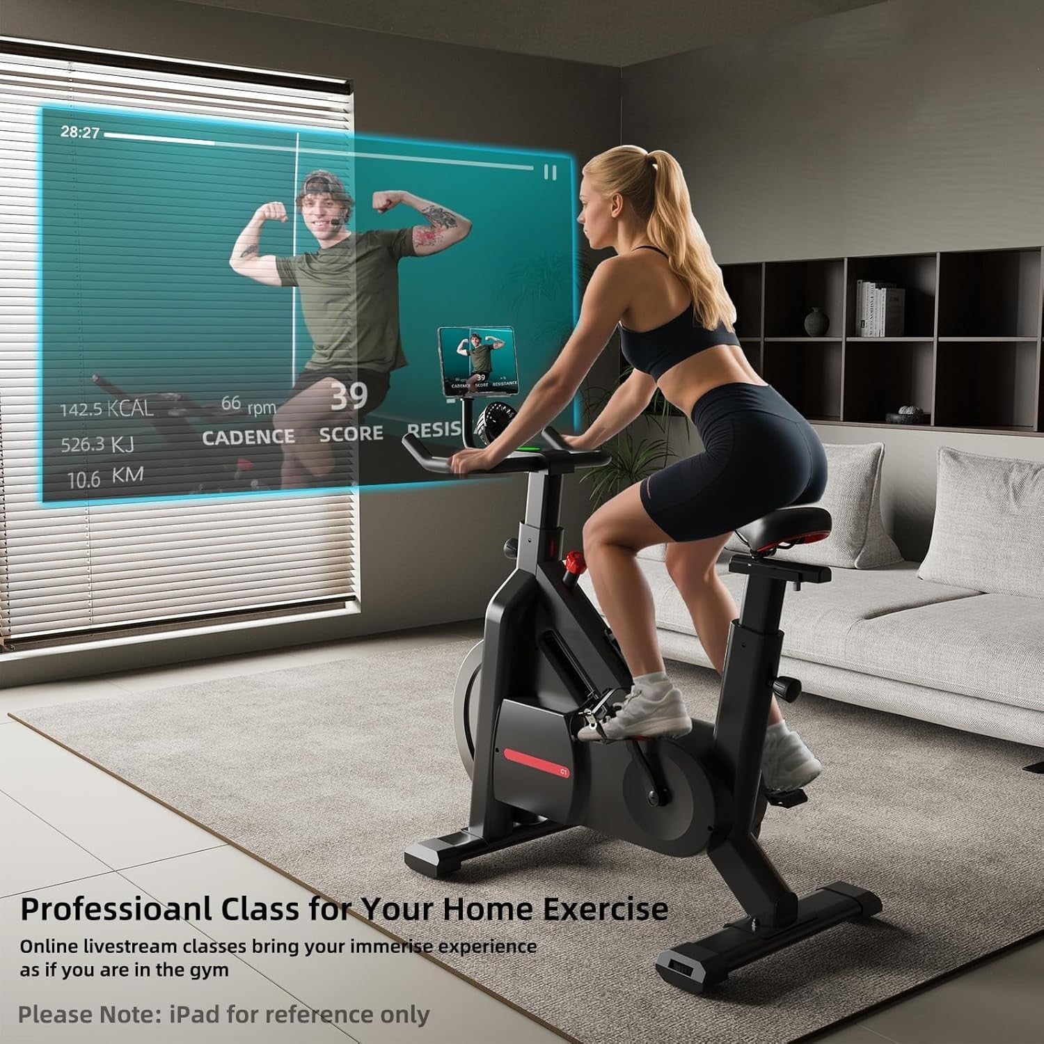 Silent Magnetic Spin Bike w/ App, Self-Powered, LED Feedback, 300lb Capacity